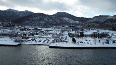 Hokkaido, Japonya - 15 Aralık 2022: Toya Gölü Kış Mevsimi