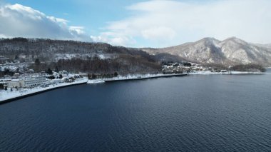 Hokkaido, Japonya - 15 Aralık 2022: Toya Gölü Kış Mevsimi