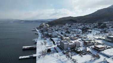 Hokkaido, Japonya - 15 Aralık 2022: Toya Gölü Kış Mevsimi