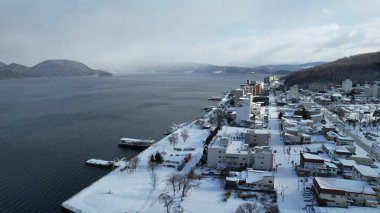 Hokkaido, Japonya - 15 Aralık 2022: Toya Gölü Kış Mevsimi