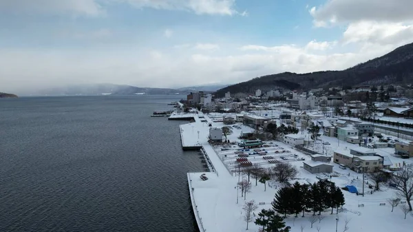 Hokkaido, Japonya - 15 Aralık 2022: Toya Gölü Kış Mevsimi