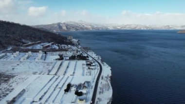 Hokkaido, Japonya - 15 Aralık 2022: Toya Gölü Kış Mevsimi