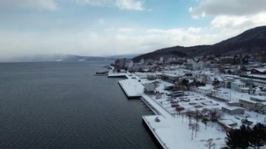 Hokkaido, Japonya - 15 Aralık 2022: Toya Gölü Kış Mevsimi