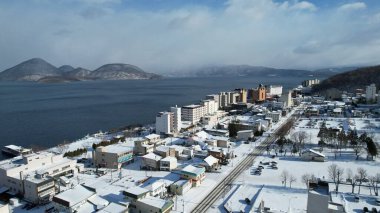 Hokkaido, Japonya - 15 Aralık 2022: Toya Gölü Kış Mevsimi