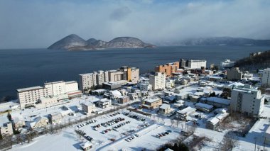 Hokkaido, Japonya - 15 Aralık 2022: Toya Gölü Kış Mevsimi