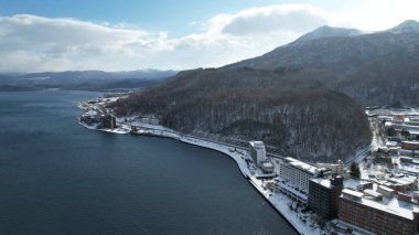 Hokkaido, Japonya - 15 Aralık 2022: Toya Gölü Kış Mevsimi