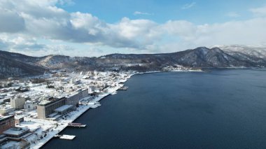 Hokkaido, Japonya - 15 Aralık 2022: Toya Gölü Kış Mevsimi