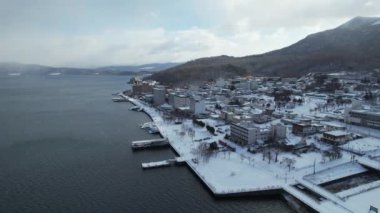 Hokkaido, Japonya - 15 Aralık 2022: Toya Gölü Kış Mevsimi