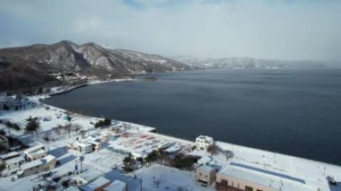 Hokkaido, Japonya - 15 Aralık 2022: Toya Gölü Kış Mevsimi