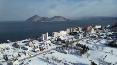 Hokkaido, Japonya - 15 Aralık 2022: Toya Gölü Kış Mevsimi