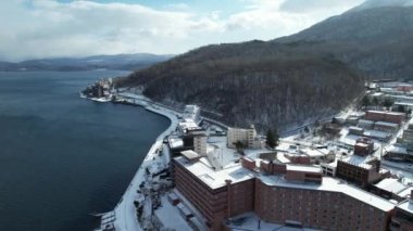 Hokkaido, Japonya - 15 Aralık 2022: Toya Gölü Kış Mevsimi