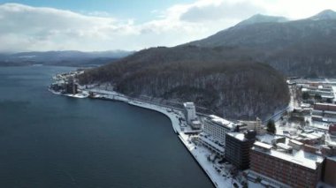 Hokkaido, Japonya - 15 Aralık 2022: Toya Gölü Kış Mevsimi