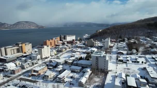 Hokkaido Japonia Decembrie 2022 Lacul Toya Timpul Sezonului Iarnă — Videoclip de stoc