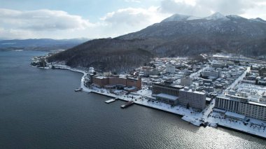 Hokkaido, Japonya - 15 Aralık 2022: Toya Gölü Kış Mevsimi