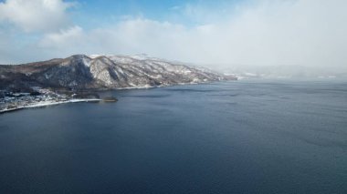 Hokkaido, Japonya - 15 Aralık 2022: Toya Gölü Kış Mevsimi