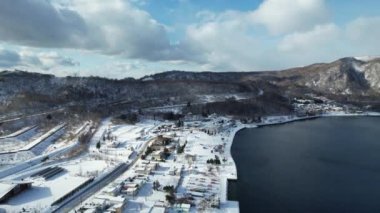 Hokkaido, Japonya - 15 Aralık 2022: Toya Gölü Kış Mevsimi