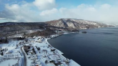 Hokkaido, Japonya - 15 Aralık 2022: Toya Gölü Kış Mevsimi