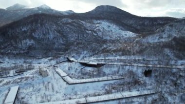 Hokkaido, Japonya - 15 Aralık 2022: Toya Gölü Kış Mevsimi
