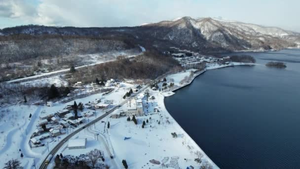 Hokkaido Japon Décembre 2022 Lac Toya Pendant Saison Hiver — Video