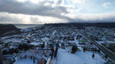 Hokkaido, Japonya - 15 Aralık 2022: Toya Gölü Kış Mevsimi