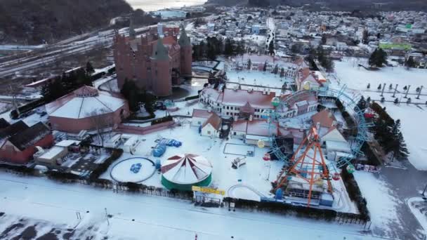 Хоккайдо Японія Грудня 2022 Року Озеро Тойя Під Час Зимового — стокове відео