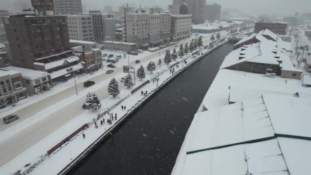 Отару Япония Декабря 2022 Года Зимний Сезон — стоковое видео