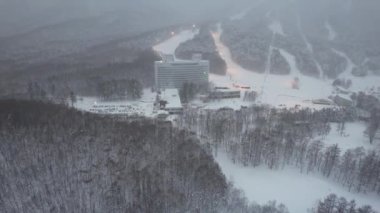 Furano, Japonya - 19 Aralık 2022: Furano ve Biei Kış Sezonu