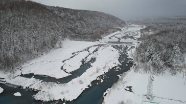 Furano, Japonya - 19 Aralık 2022: Furano ve Biei Kış Sezonu