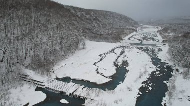 Furano, Japonya - 19 Aralık 2022: Furano ve Biei Kış Sezonu