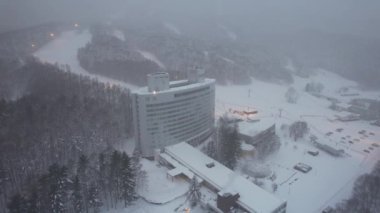 Furano, Japonya - 19 Aralık 2022: Furano ve Biei Kış Sezonu