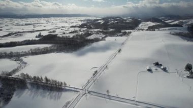 Furano, Japonya - 19 Aralık 2022: Furano ve Biei Kış Sezonu