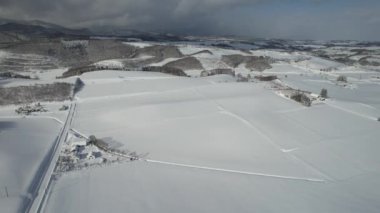 Furano, Japonya - 19 Aralık 2022: Furano ve Biei Kış Sezonu