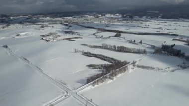 Furano, Japonya - 19 Aralık 2022: Furano ve Biei Kış Sezonu