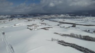 Furano, Japonya - 19 Aralık 2022: Furano ve Biei Kış Sezonu