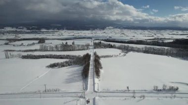 Furano, Japonya - 19 Aralık 2022: Furano ve Biei Kış Sezonu