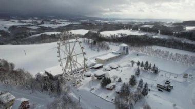 Furano, Japonya - 19 Aralık 2022: Furano ve Biei Kış Sezonu