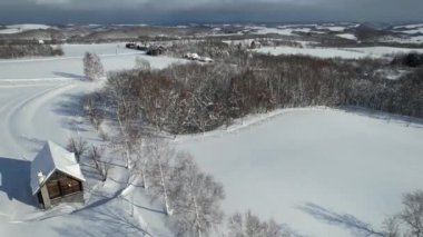 Furano, Japonya - 19 Aralık 2022: Furano ve Biei Kış Sezonu