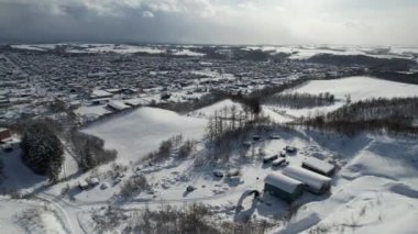 Furano, Japonya - 19 Aralık 2022: Furano ve Biei Kış Sezonu