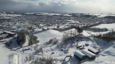 Furano, Japonya - 19 Aralık 2022: Furano ve Biei Kış Sezonu