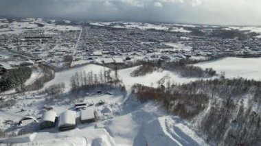 Furano, Japonya - 19 Aralık 2022: Furano ve Biei Kış Sezonu