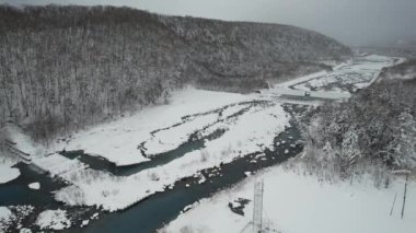 Furano, Japonya - 19 Aralık 2022: Furano ve Biei Kış Sezonu