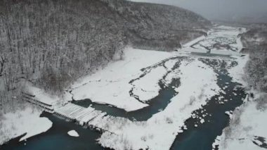 Furano, Japonya - 19 Aralık 2022: Furano ve Biei Kış Sezonu