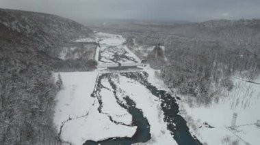 Furano, Japonya - 19 Aralık 2022: Furano ve Biei Kış Sezonu