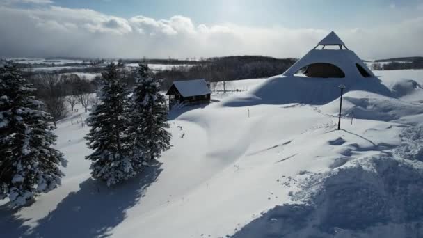 Furano Japan December 2022 Furano Biei Winter Season — Stock Video