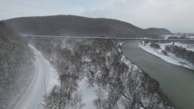 Furano, Japonya - 19 Aralık 2022: Furano ve Biei Kış Sezonu