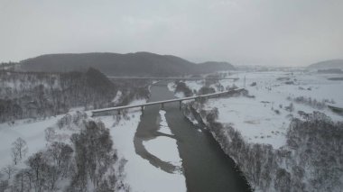 Furano, Japonya - 19 Aralık 2022: Furano ve Biei Kış Sezonu