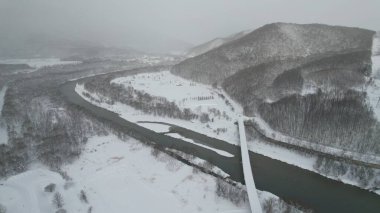 Furano, Japonya - 19 Aralık 2022: Furano ve Biei Kış Sezonu