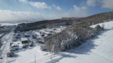 Furano, Japonya - 19 Aralık 2022: Furano ve Biei Kış Sezonu