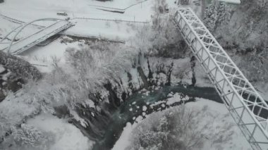 Furano, Japonya - 19 Aralık 2022: Furano ve Biei Kış Sezonu