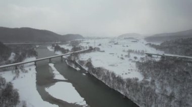 Furano, Japonya - 19 Aralık 2022: Furano ve Biei Kış Sezonu